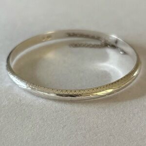 Vintage 925 Sterling Silver Engraved Bangle Cuff Bracelet